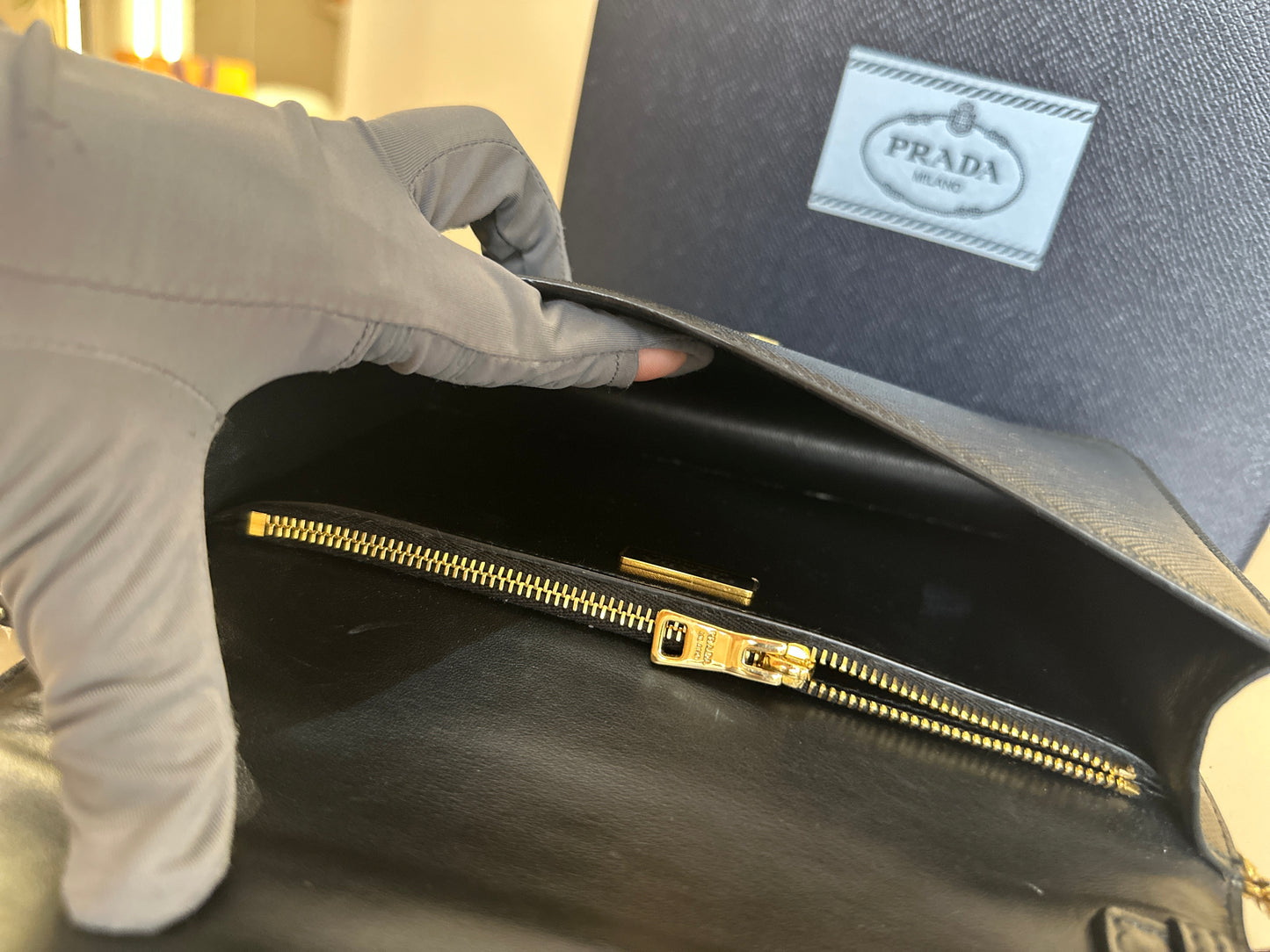 PRADA SAFFIANO ENVELOPE CHAIN BAG