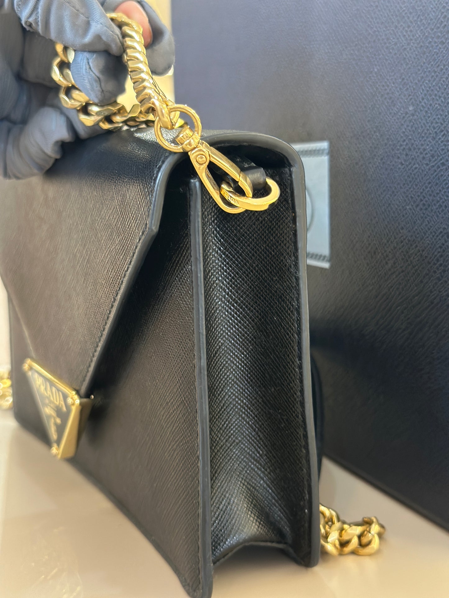 PRADA SAFFIANO ENVELOPE CHAIN BAG