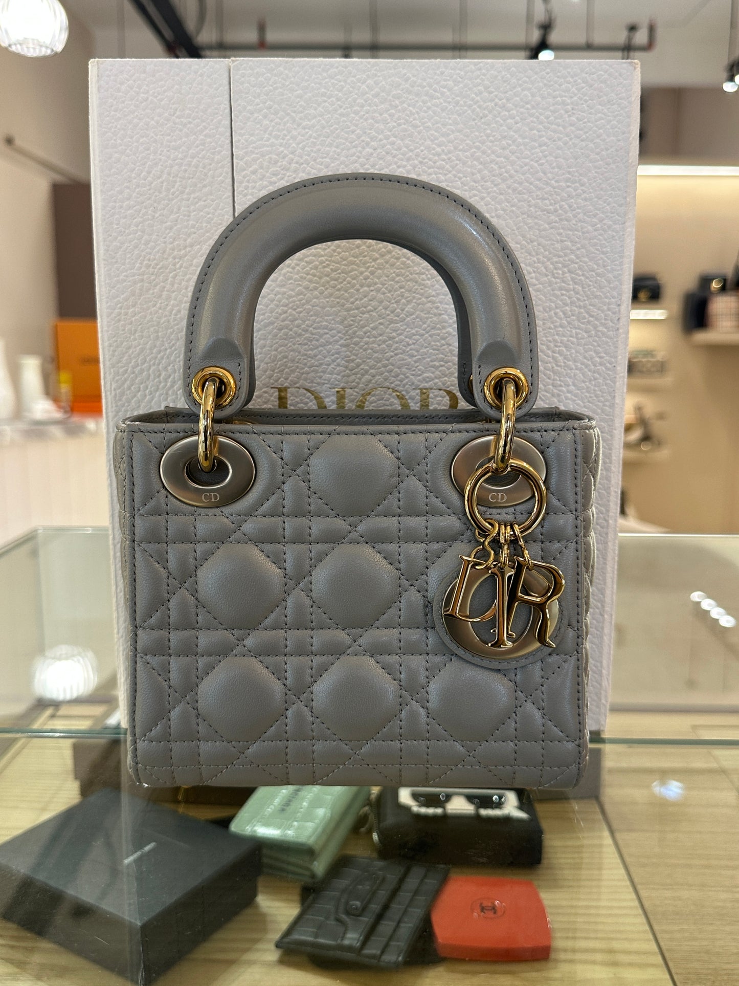 MINI LADY DIOR OPALINE GRAY