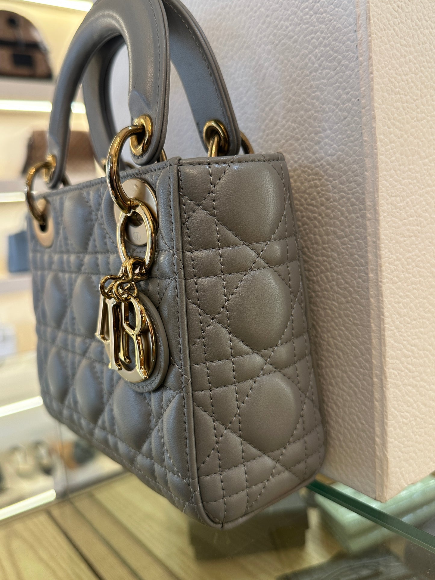 MINI LADY DIOR OPALINE GRAY