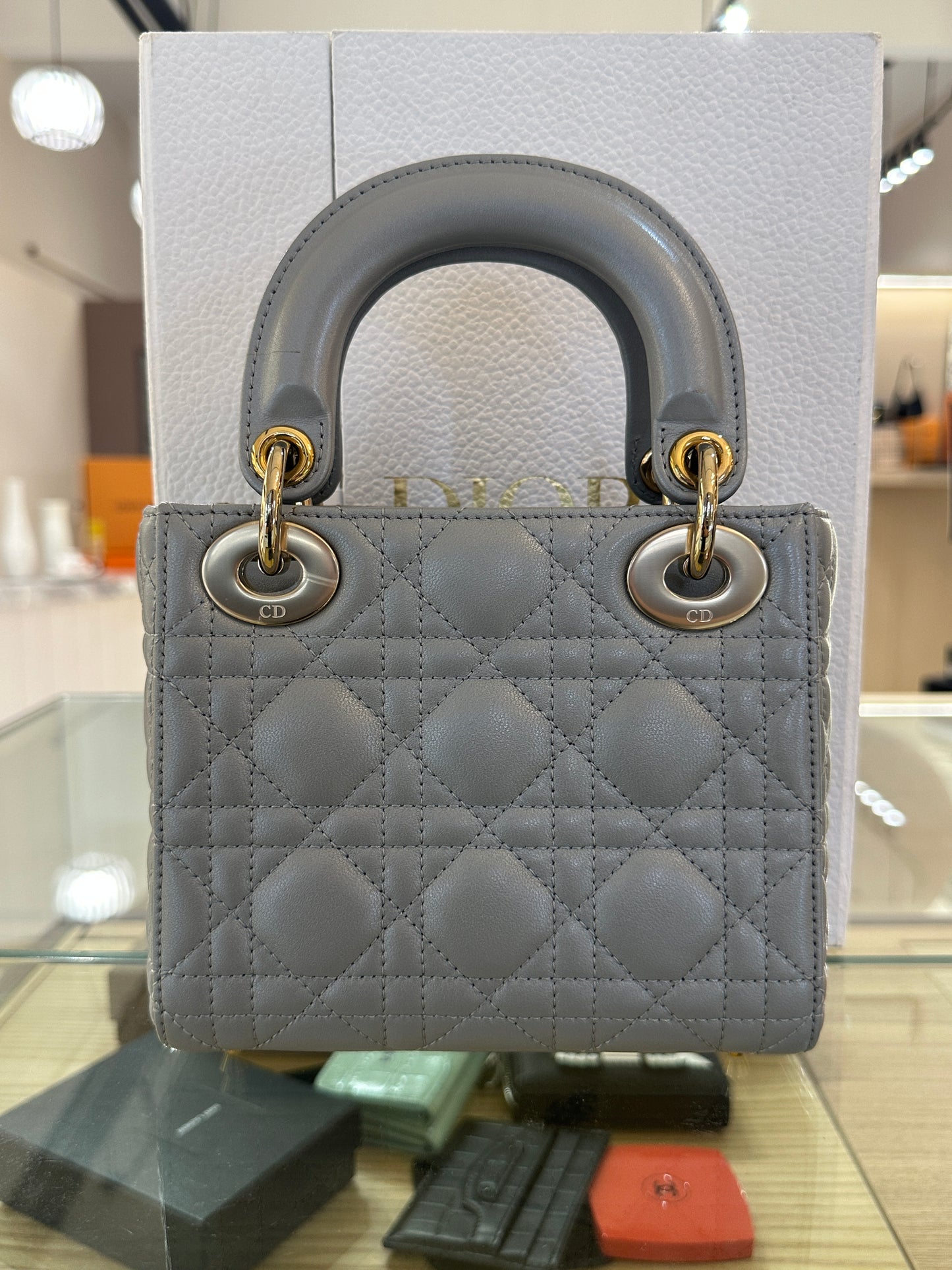 MINI LADY DIOR OPALINE GRAY
