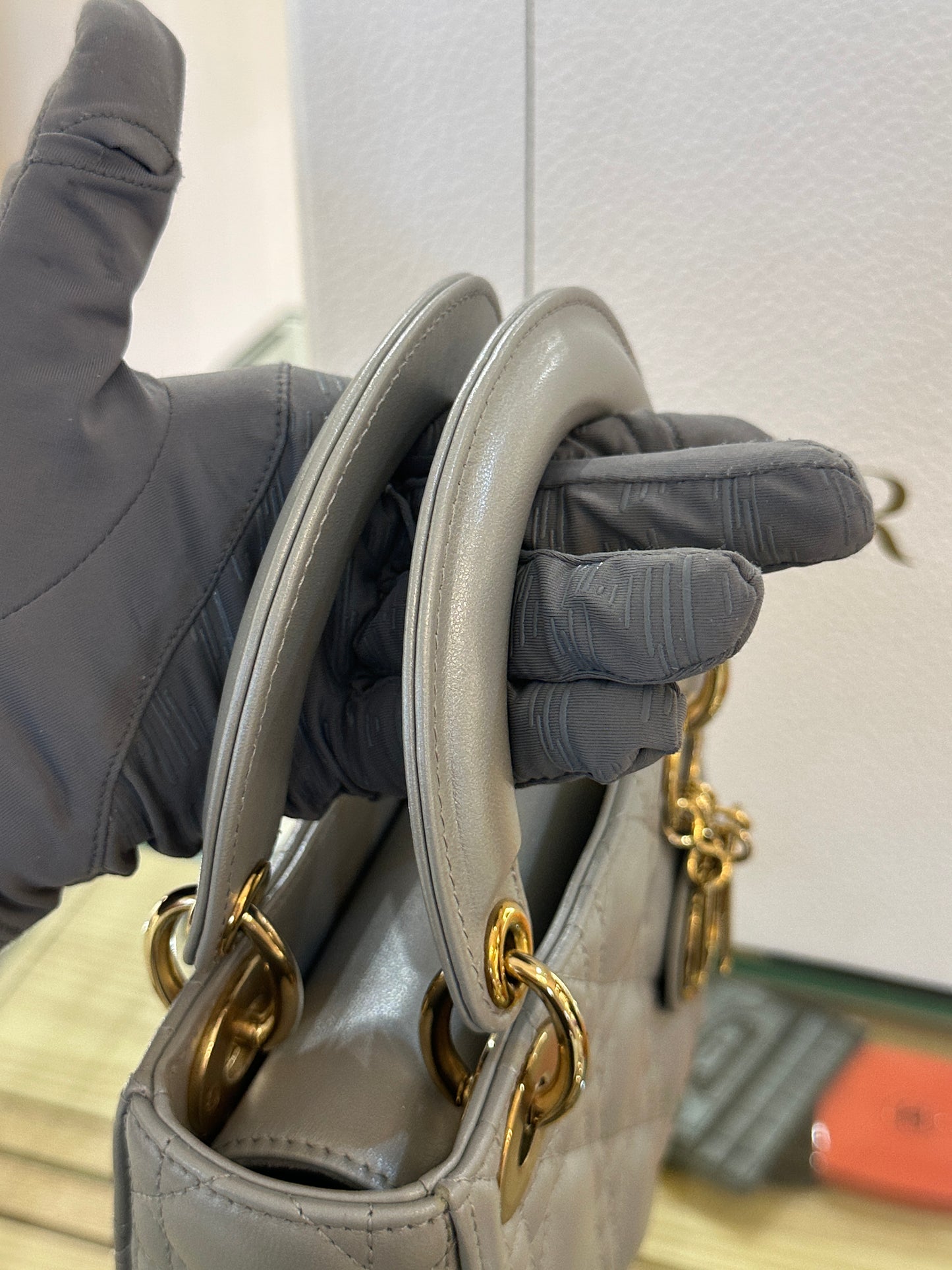 MINI LADY DIOR OPALINE GRAY