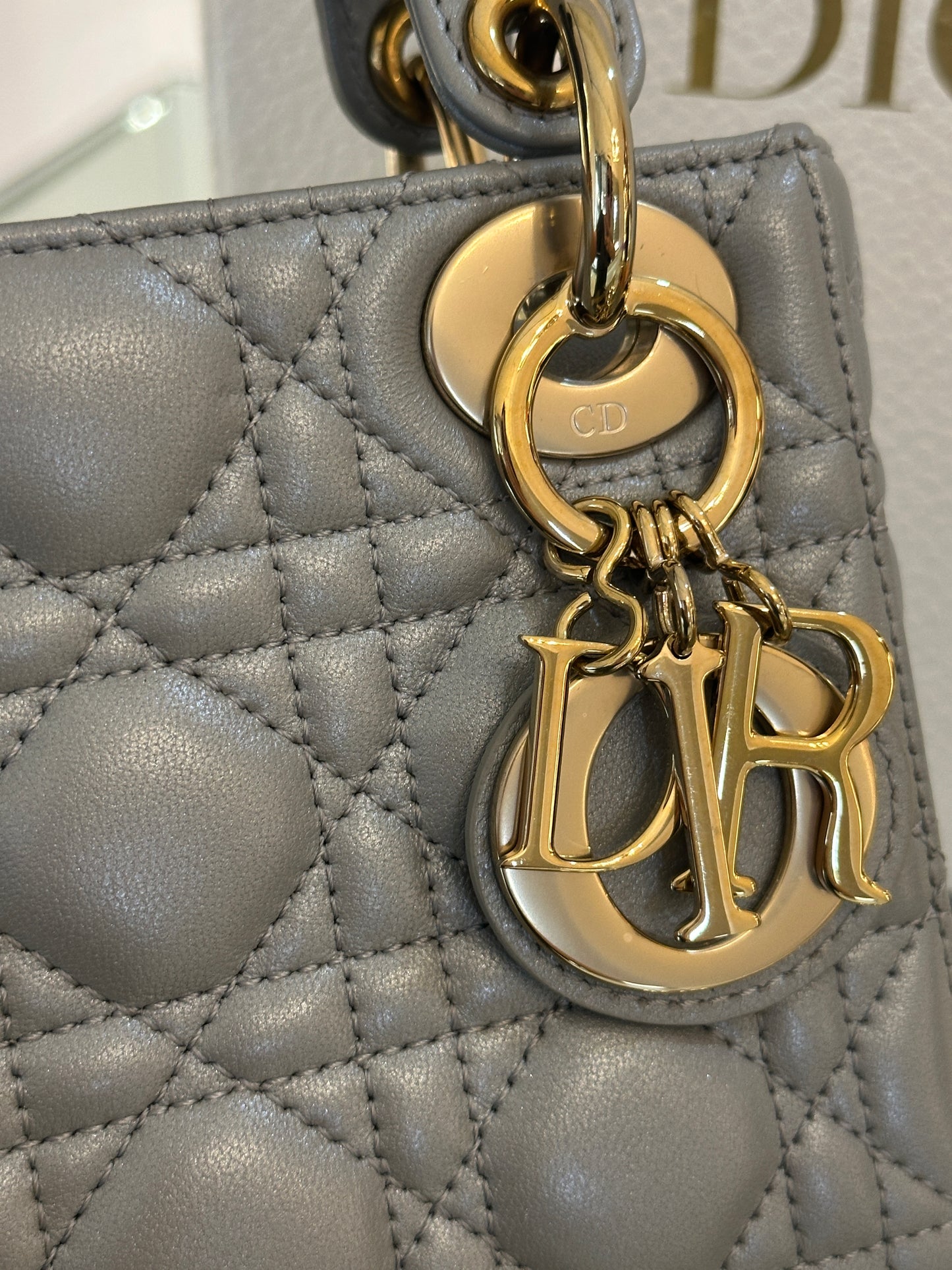 MINI LADY DIOR OPALINE GRAY