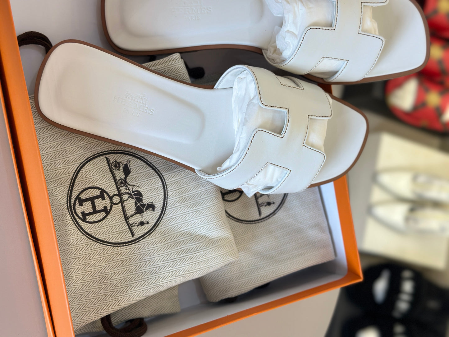 HERMES ORAN SANDAL WHITE