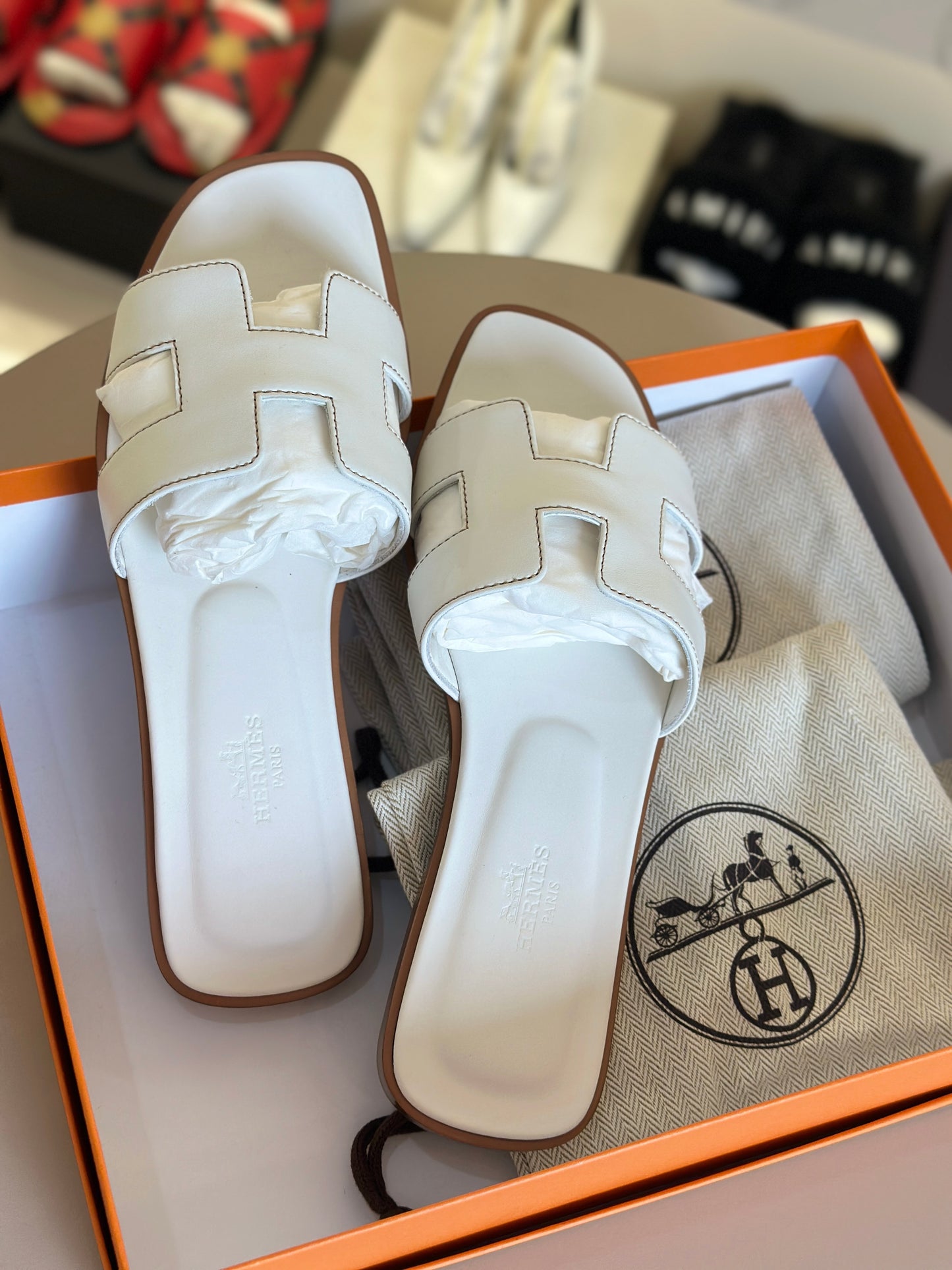 HERMES ORAN SANDAL WHITE
